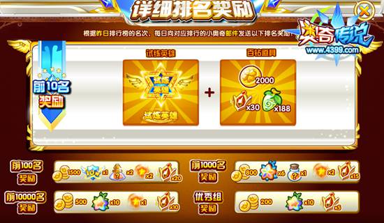 奥奇传说元宵英雄试炼 拿奖励和专属称号 排行榜