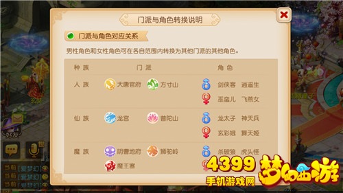 梦幻西游手游门派与角色对应关系