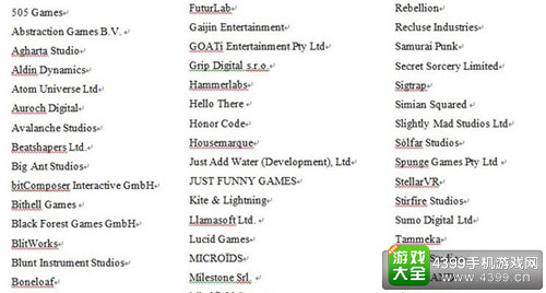 索尼PS VR游戏开发第三方开发商和发行商