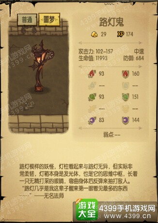 贪婪洞窟1~20层怪物路灯鬼属性详解