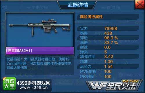 巴雷特M82A1属性