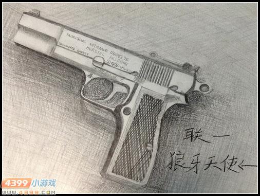 生死狙击玩家手绘-美国勃朗宁手枪
