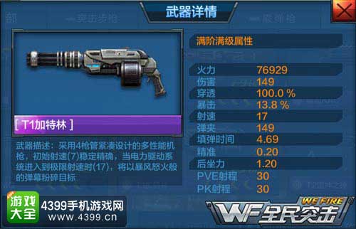 T1加特林属性