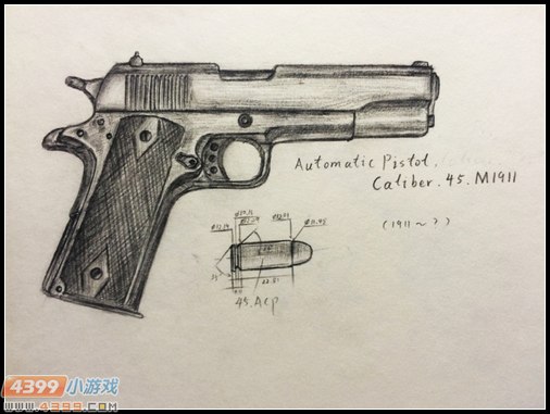 生死狙击玩家手绘-colt.45手枪