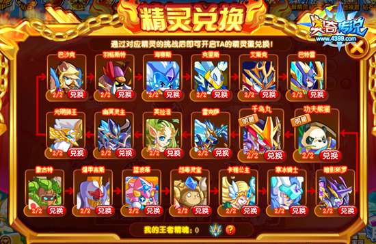 奥奇传说王者之路兑换80级精灵对应表