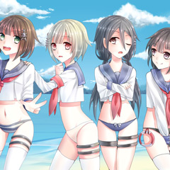 战舰少女r同人：海边4胖次-六驱晓响雷电