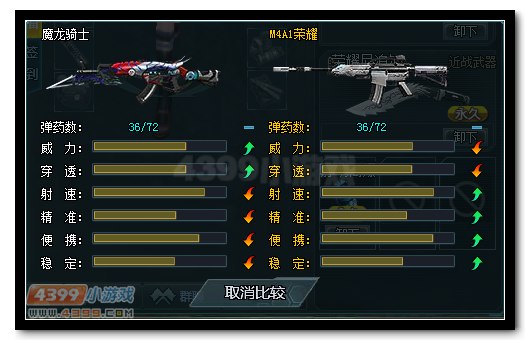 生死狙击魔龙骑士和M4A1荣耀武器对比