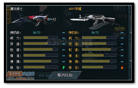 生死狙击魔龙骑士和AK47荣耀武器对比