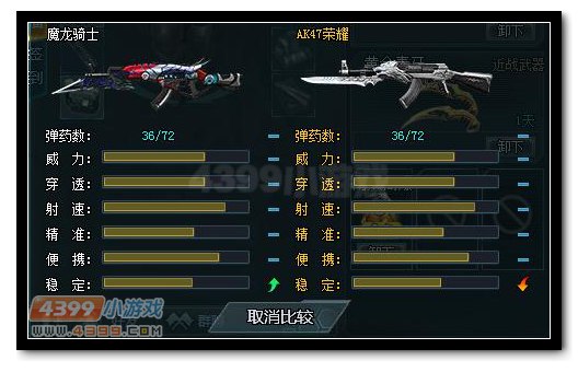 生死狙击魔龙骑士与AK47荣耀武器对比