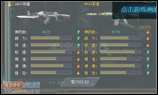 生死狙击AK47荣耀和M4A4军魂武器对比