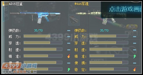 生死狙击AD16狂鲨和M4A4军魂武器对比