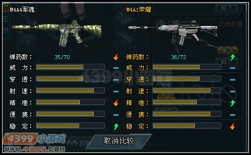 M4A4军魂与M4A1荣耀武器对比