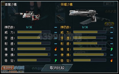 生死狙击猎魔沙鹰与荣耀沙鹰武器对比