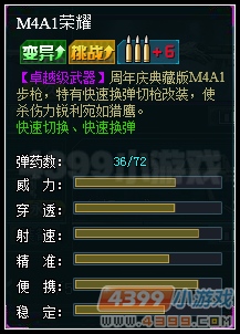 生死狙击M4A1荣耀属性