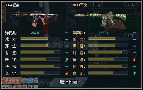 生死狙击M4A4镭射与M4A4军魂武器对比