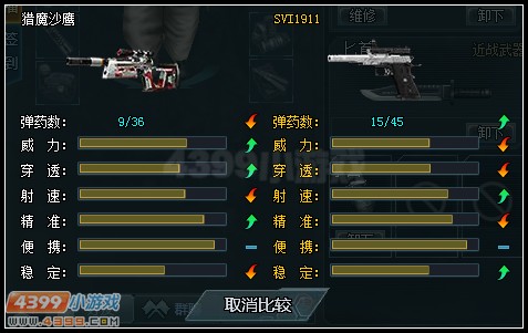 生死狙击猎魔沙鹰和SVI1911的对比