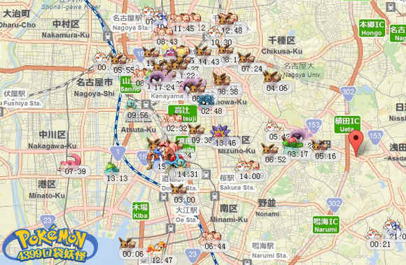 精灵宝可梦GO名古屋分布图