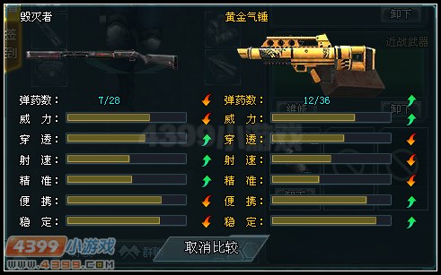 生死狙击黄金气锤和毁灭者的对比