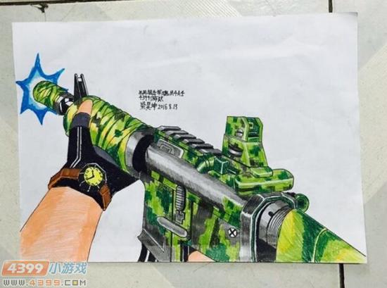 生死狙击玩家手绘-手持M4A4军魂