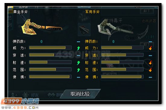 生死狙击黄金手斧和军用手斧武器对比