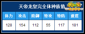 奥拉星天帝龙皇完全体种族值