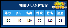 4399奥拉星神迹天贝龙种族值