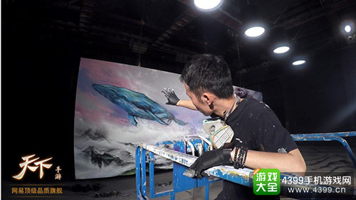 “画图男”陈英杰巨幅画幕创作现场