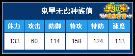 奥拉星鬼墨无虑种族值