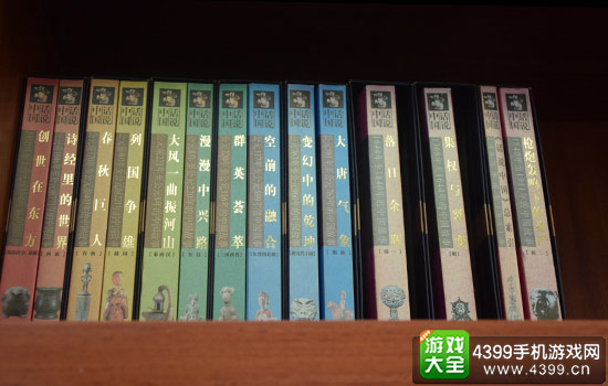 书架上满是历史类书籍