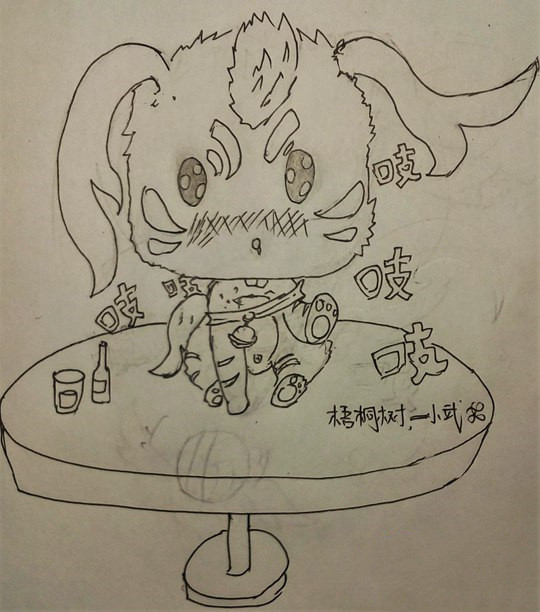 酒桌上萌萌的吱吱鼠-4399梧桐树