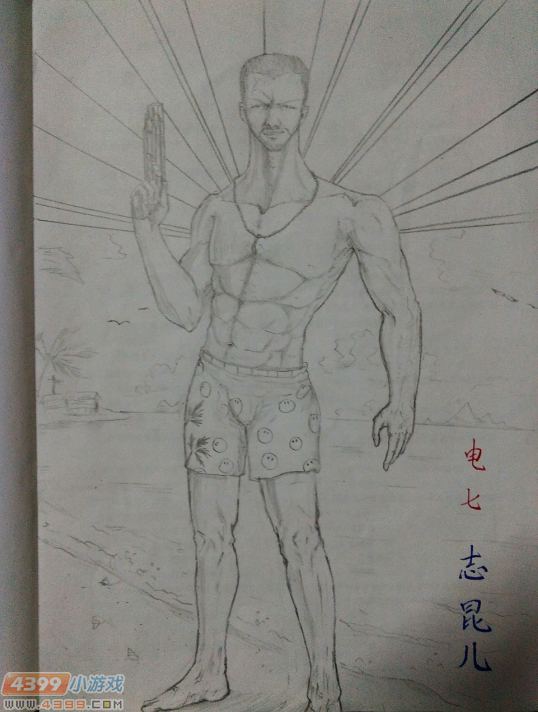 生死狙击玩家手绘-海滩派对比伯