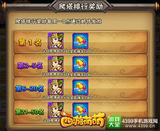 西游萌萌爬塔奖励