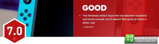 IGN对任天堂Switch并不满意 最终评分7.0