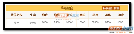 热血精灵派神迹·桔梗种族值