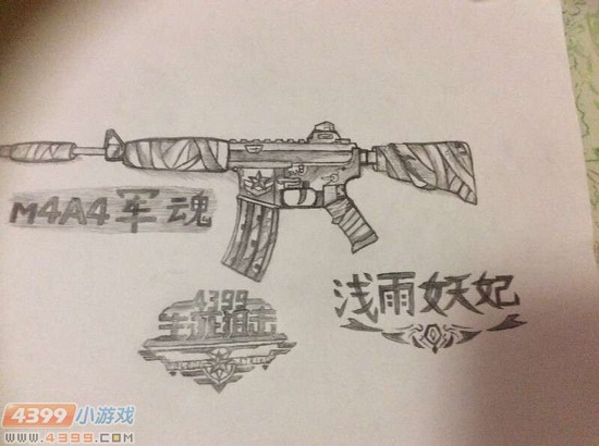 生死狙击玩家手绘-M4A4军魂手绘
