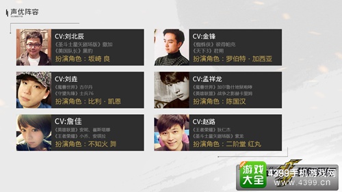 图6：中文版主要声优一览