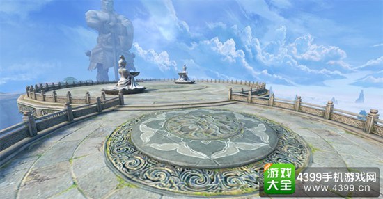 视角自由调整，仰视云台仙子雕像