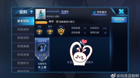 王者国服第一全能王蓝烟