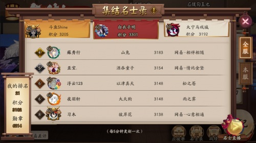 阴阳师名士录