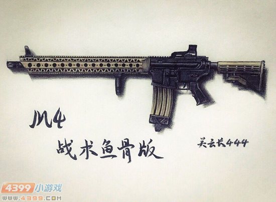 生死狙击玩家手绘-手绘M4战术鱼骨版