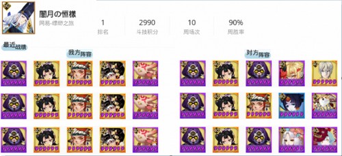 阴阳师斗技阵容
