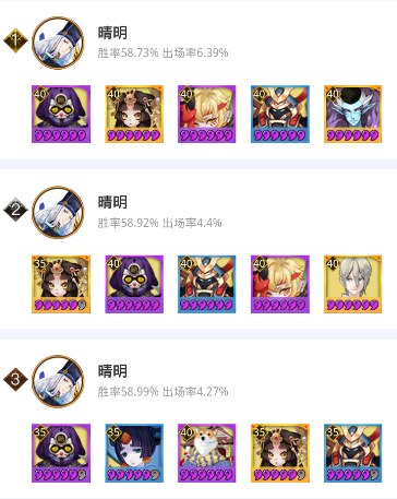 阴阳师斗技阵容