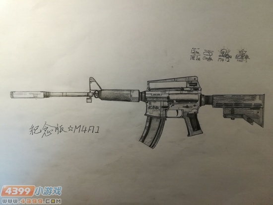 生死狙击玩家手绘-纪念版M4A1
