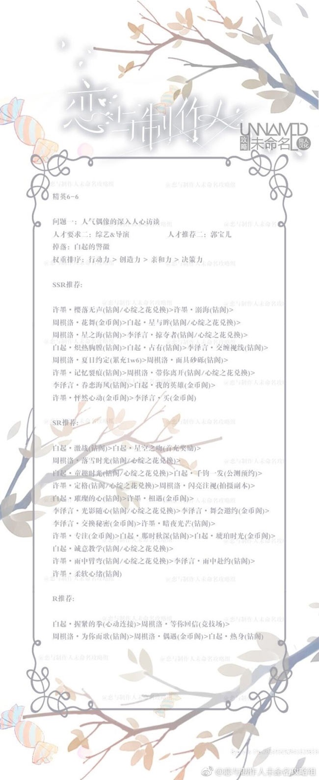 恋与制作人精英6-6关怎么过