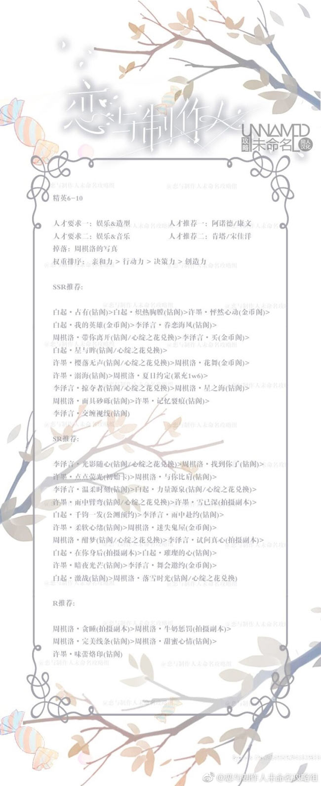 恋与制作人精英6-10关怎么过