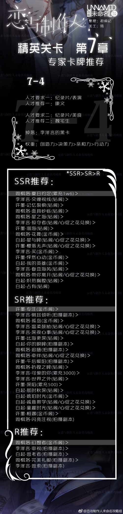 恋与制作人精英7-4关攻略 精英第七章怎么过