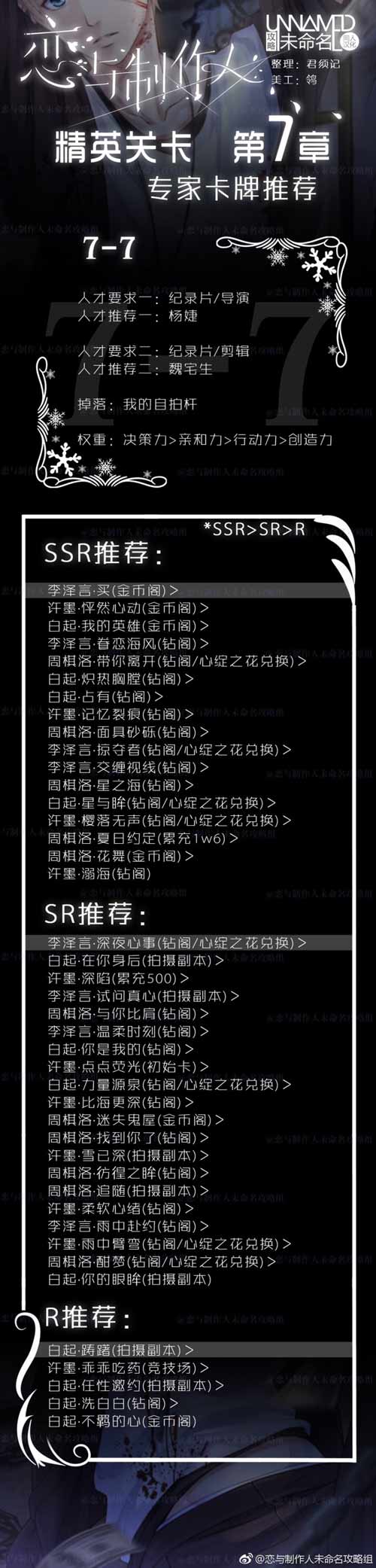 恋与制作人精英7-7关攻略 精英第七章怎么过