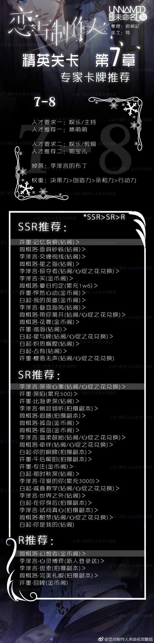 恋与制作人精英7-8关攻略 精英第七章怎么过