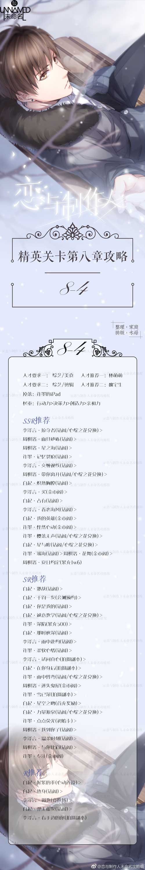 恋与制作人精英8-4关攻略 精英第八章怎么过