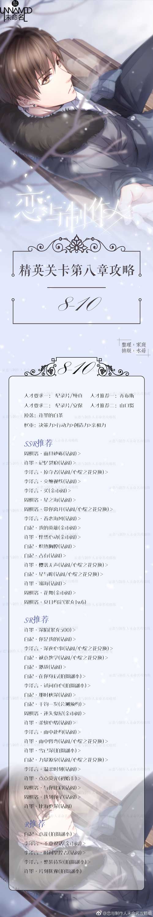 恋与制作人精英8-10关攻略 精英第八章怎么过